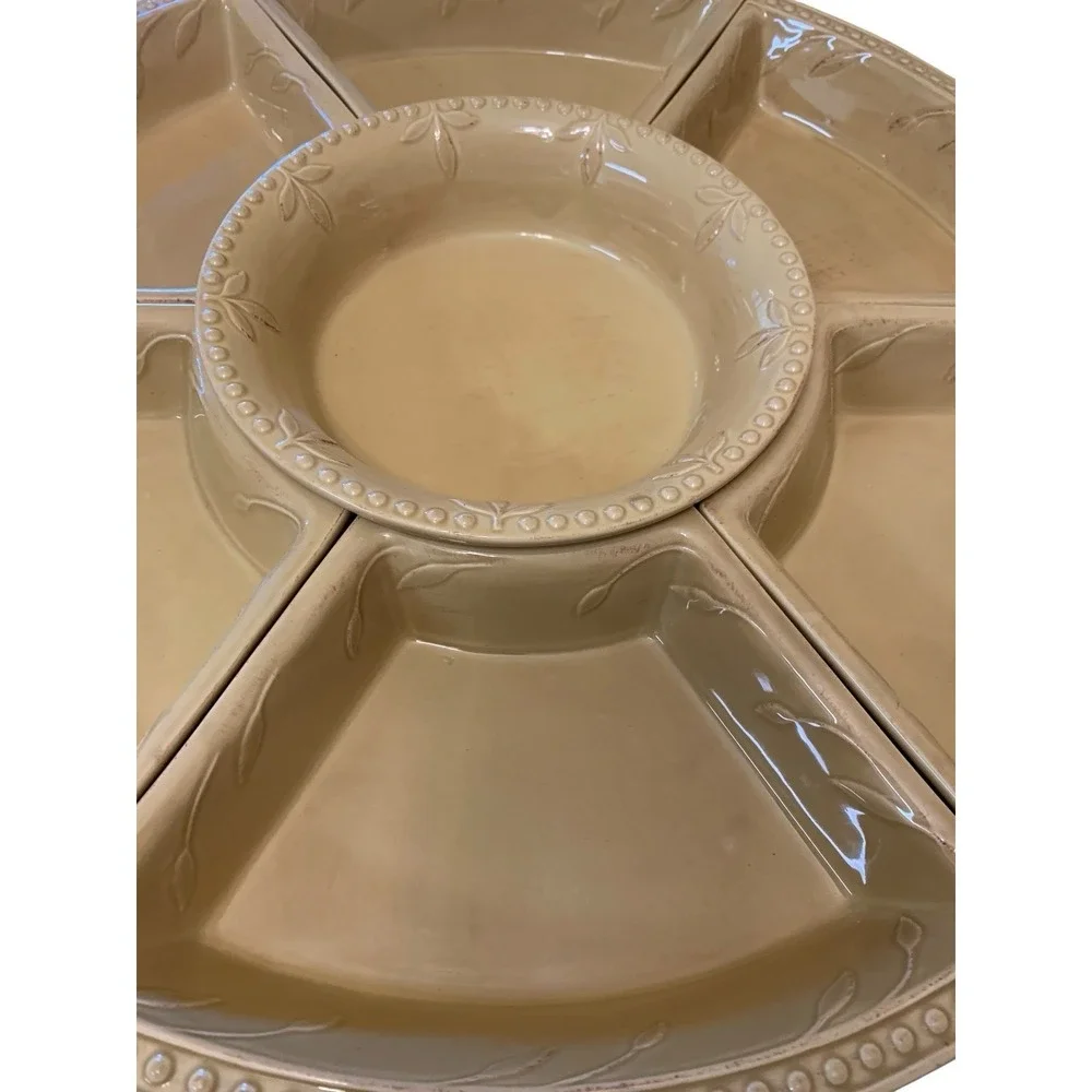 Signature Sorrento Wheat Gold 7 Piece Lazy Susan by Debby Segura 2006 Large 20